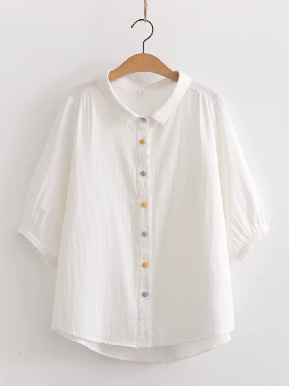 "Forest-Style" Gentle White Mid-Sleeve Shirt ✨